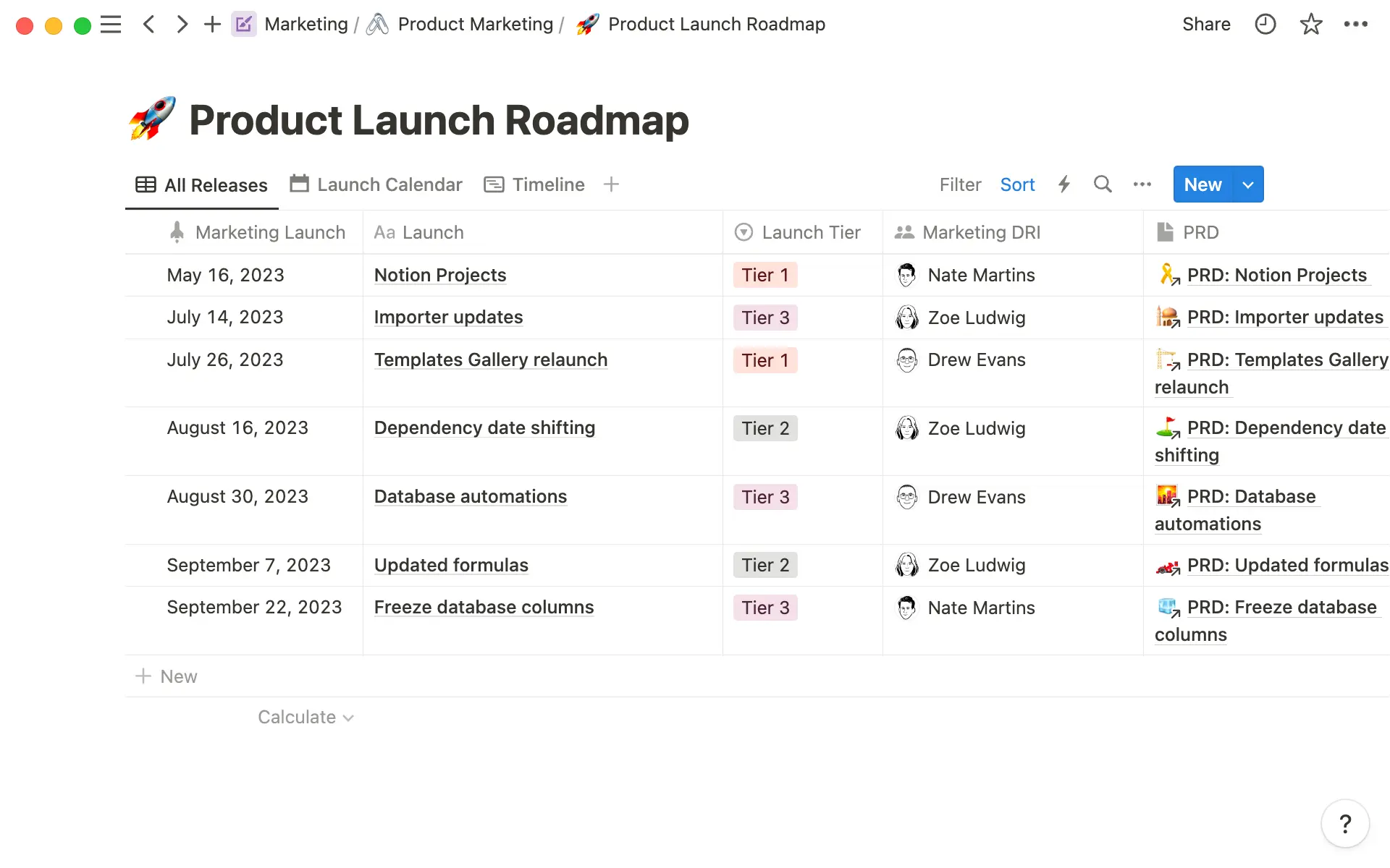 Eine Roadmap für neue Produkteinführungen hält alle Teams, die mit Produktmarketing zu tun haben, auf dem neusten Stand.