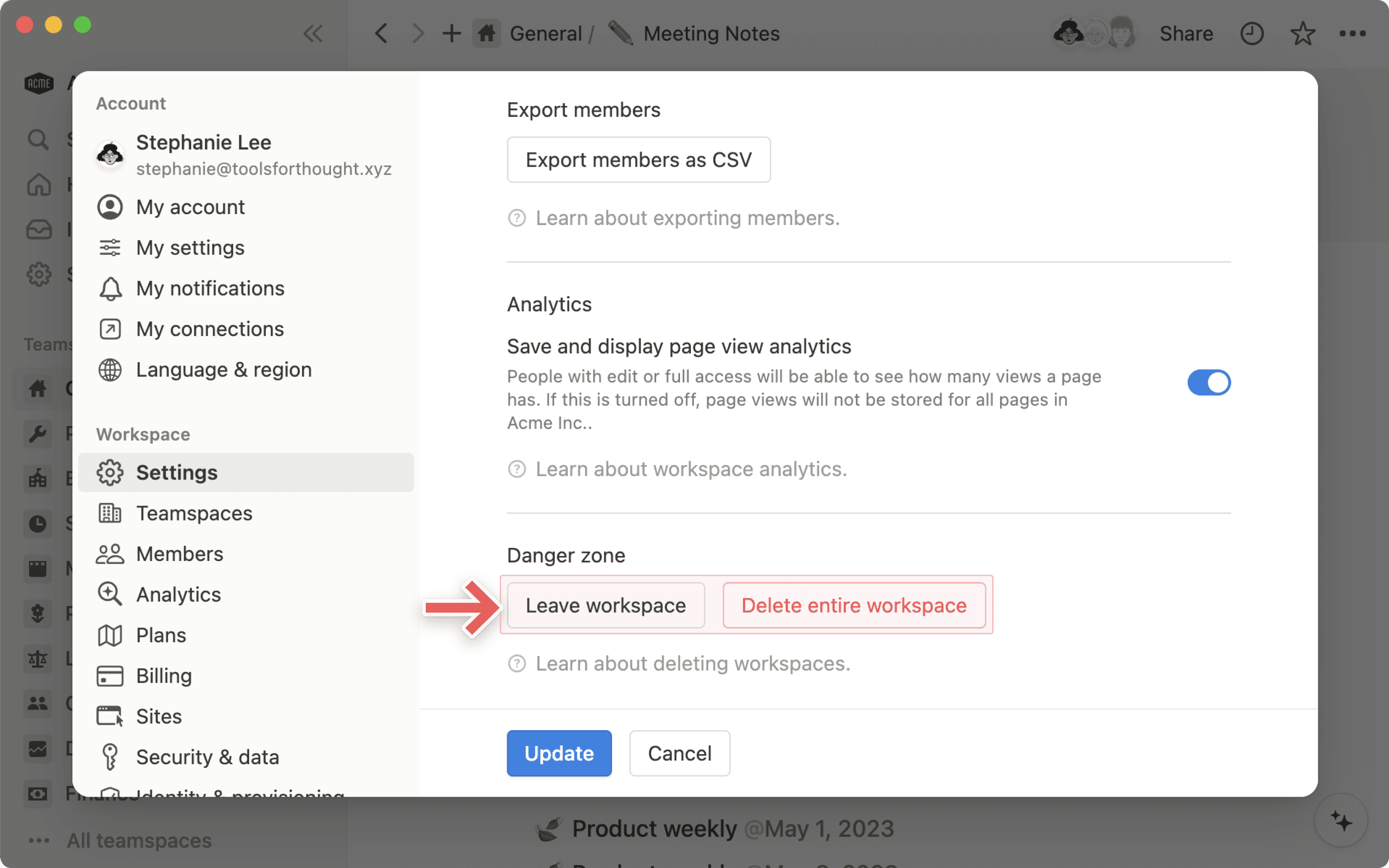 ca: abandonar o eliminar el espacio de trabajo