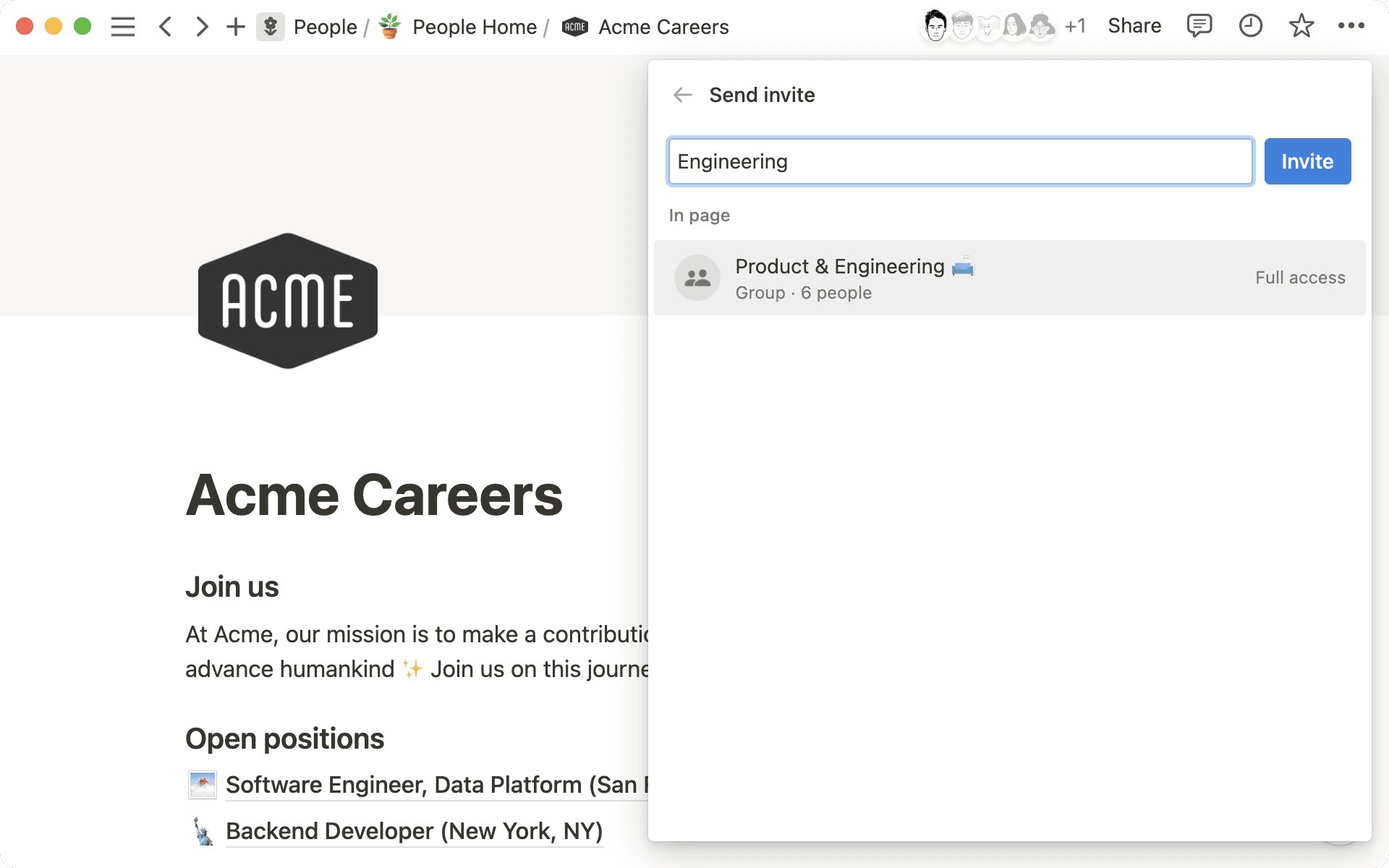 Uso compartido y permisos - compartir con grupo