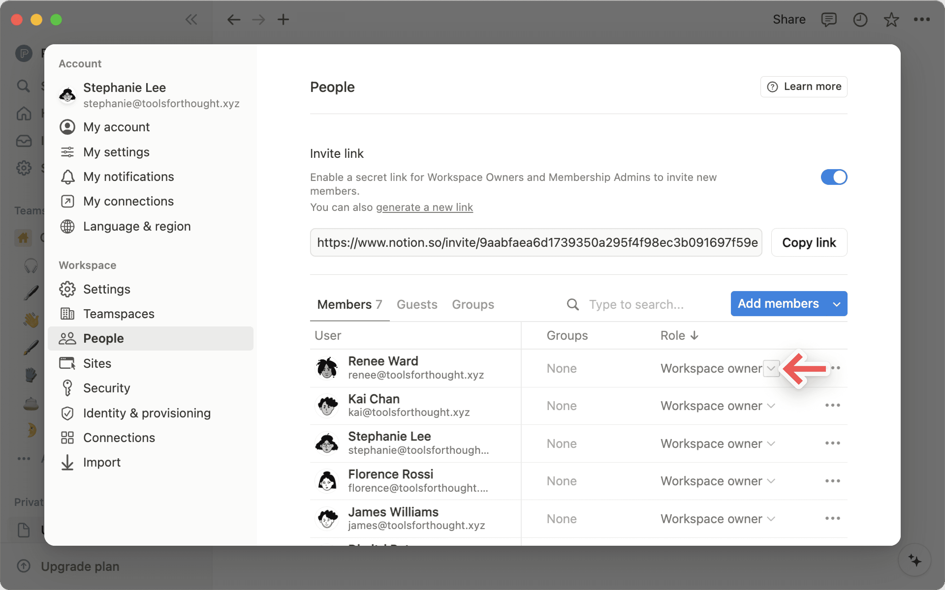 ca: cambiar el rol de un miembro