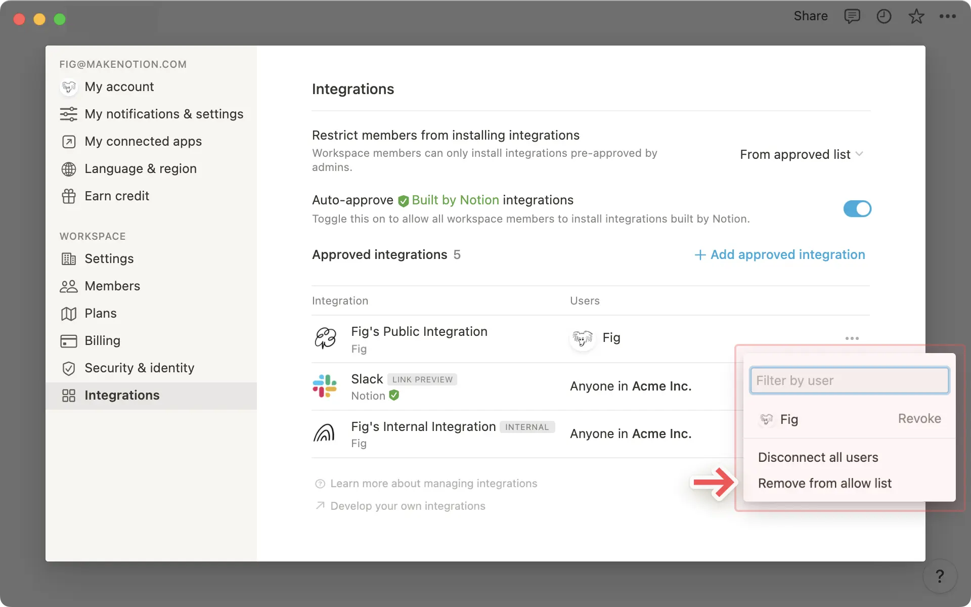 Integración - Opciones