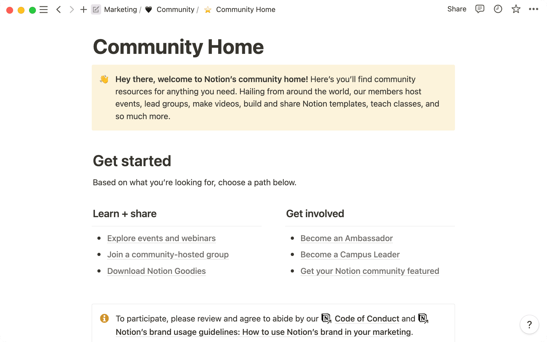 Eine externe Seite, die alle wichtigen Ressourcen für die Notion-Community organisiert.