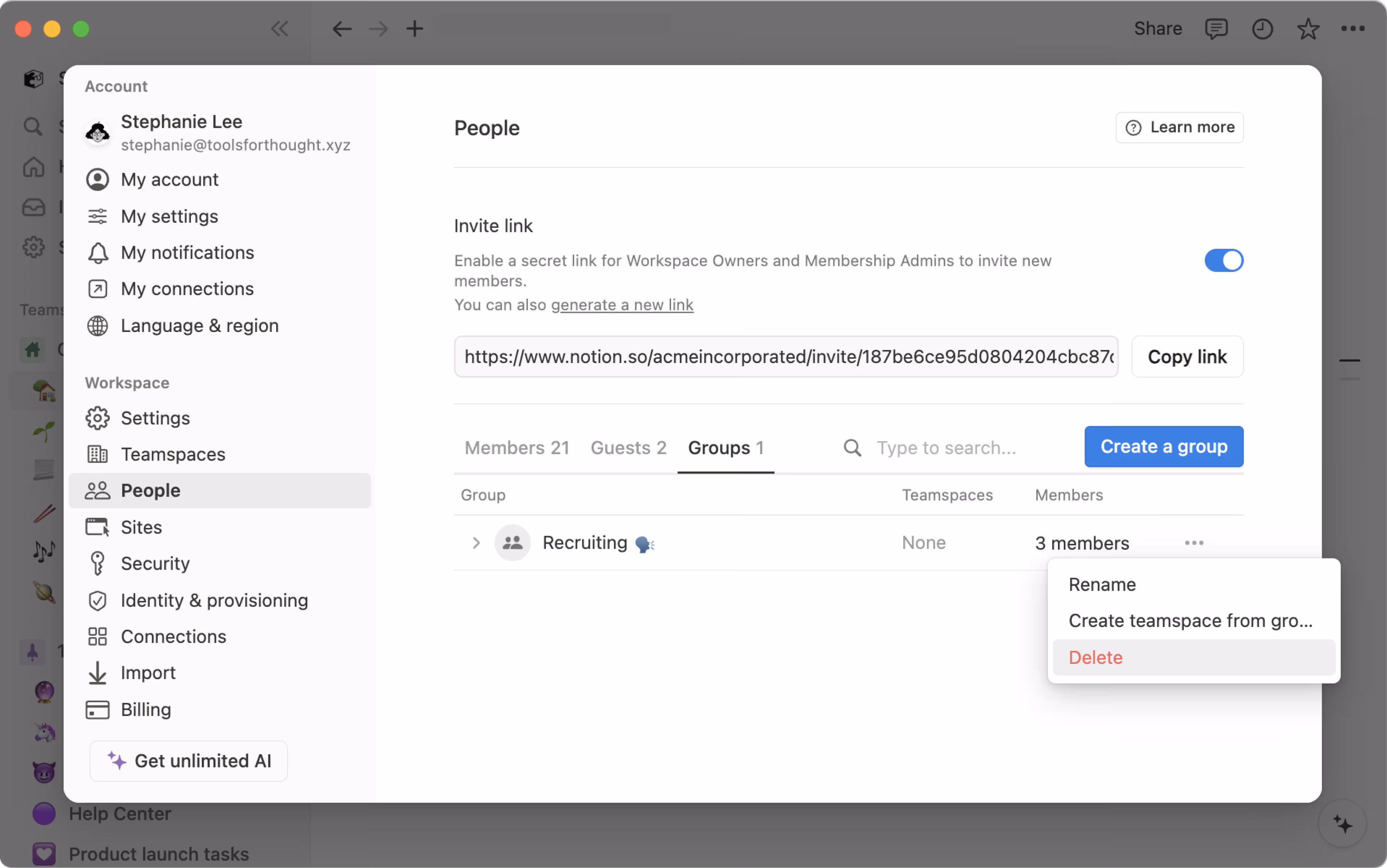 CA: Gestionar grupos