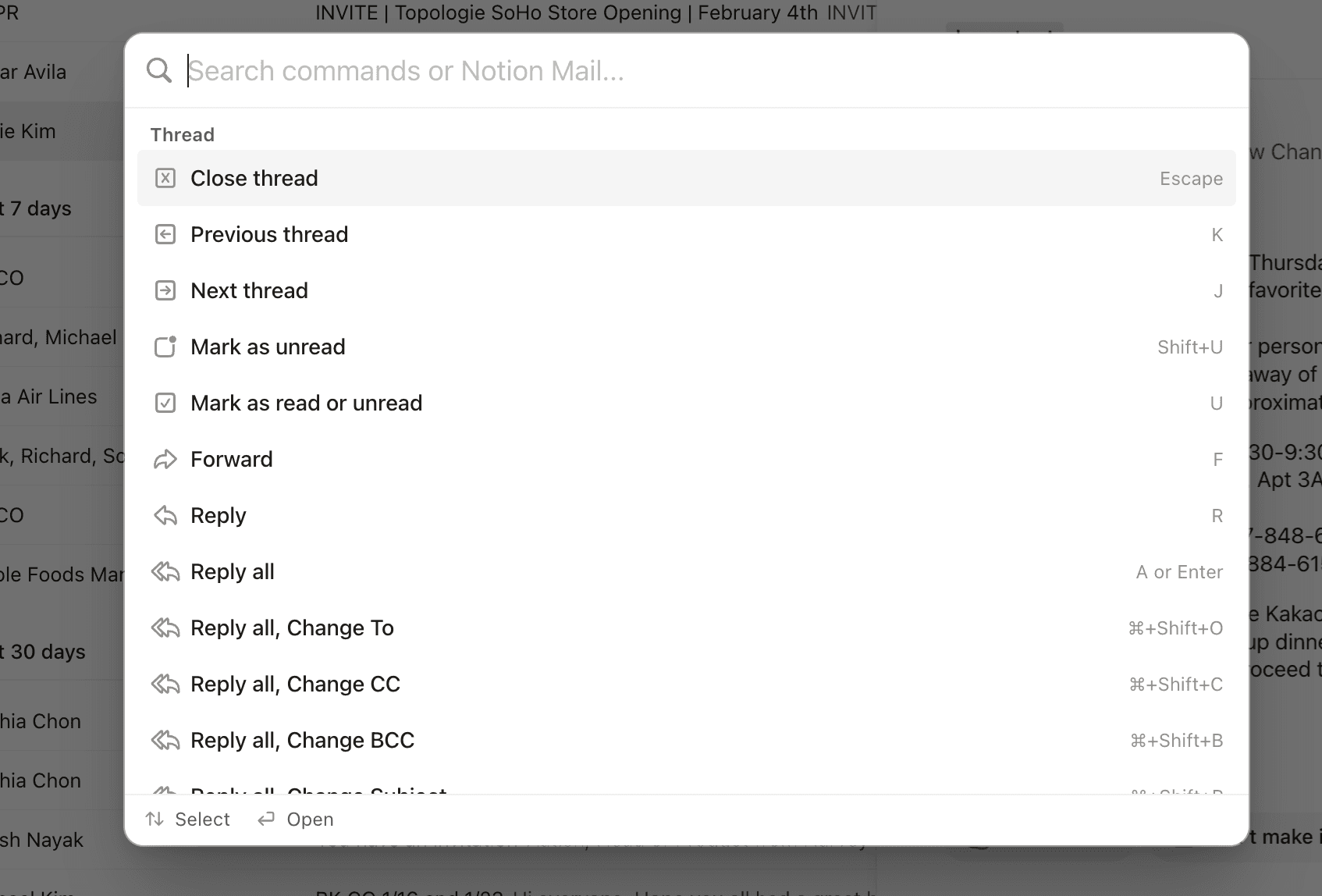 ca: accesos directos de notion mail