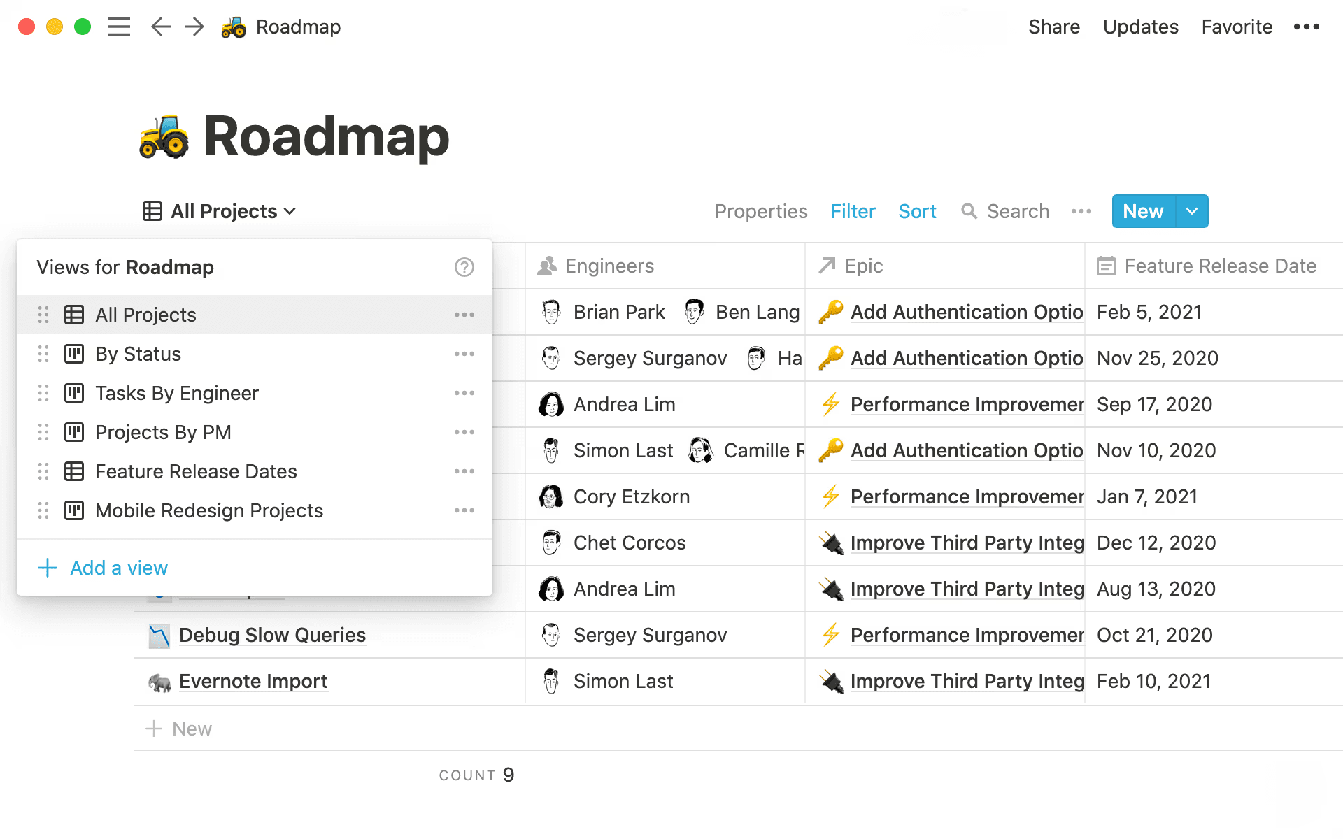 Notion product roadmap