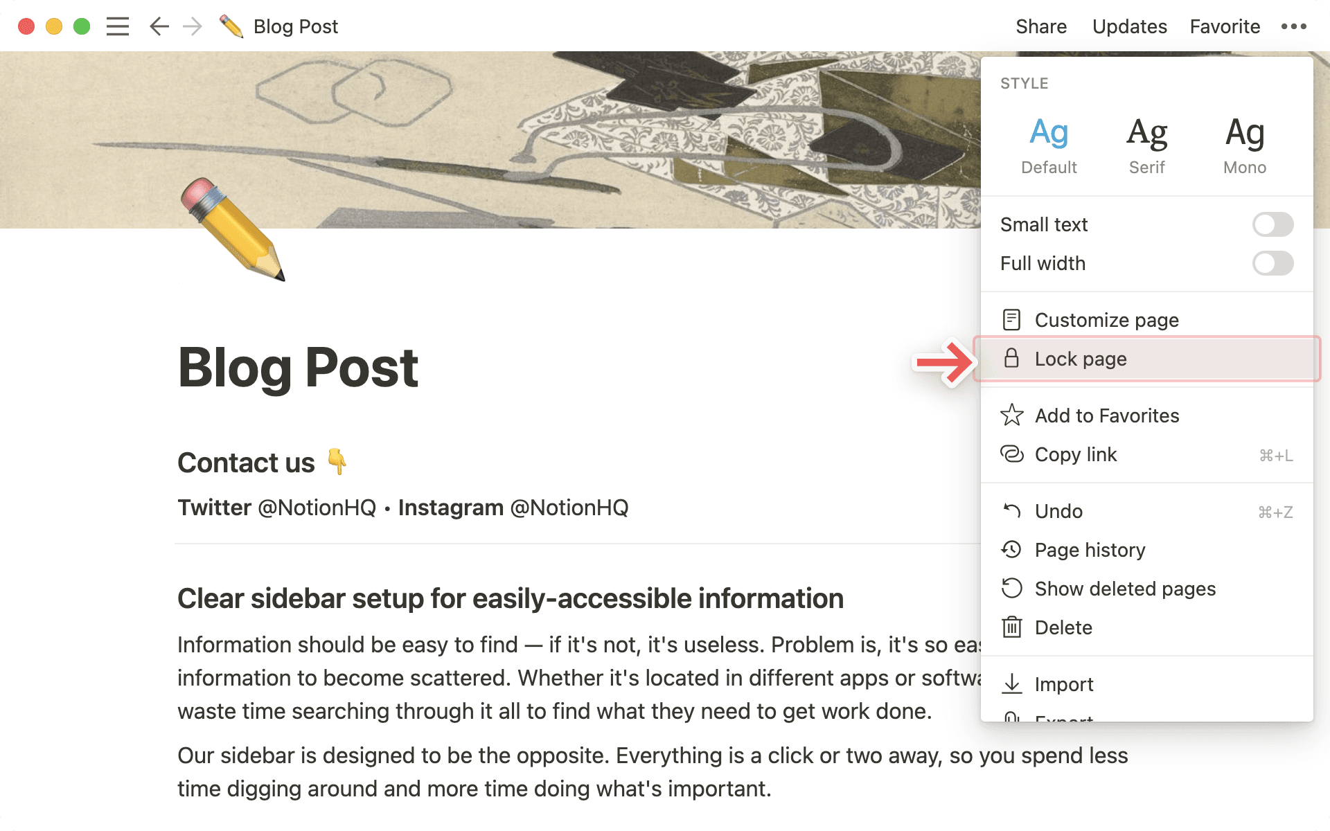 Colaborar dentro de un espacio de trabajo - bloqueo de páginas