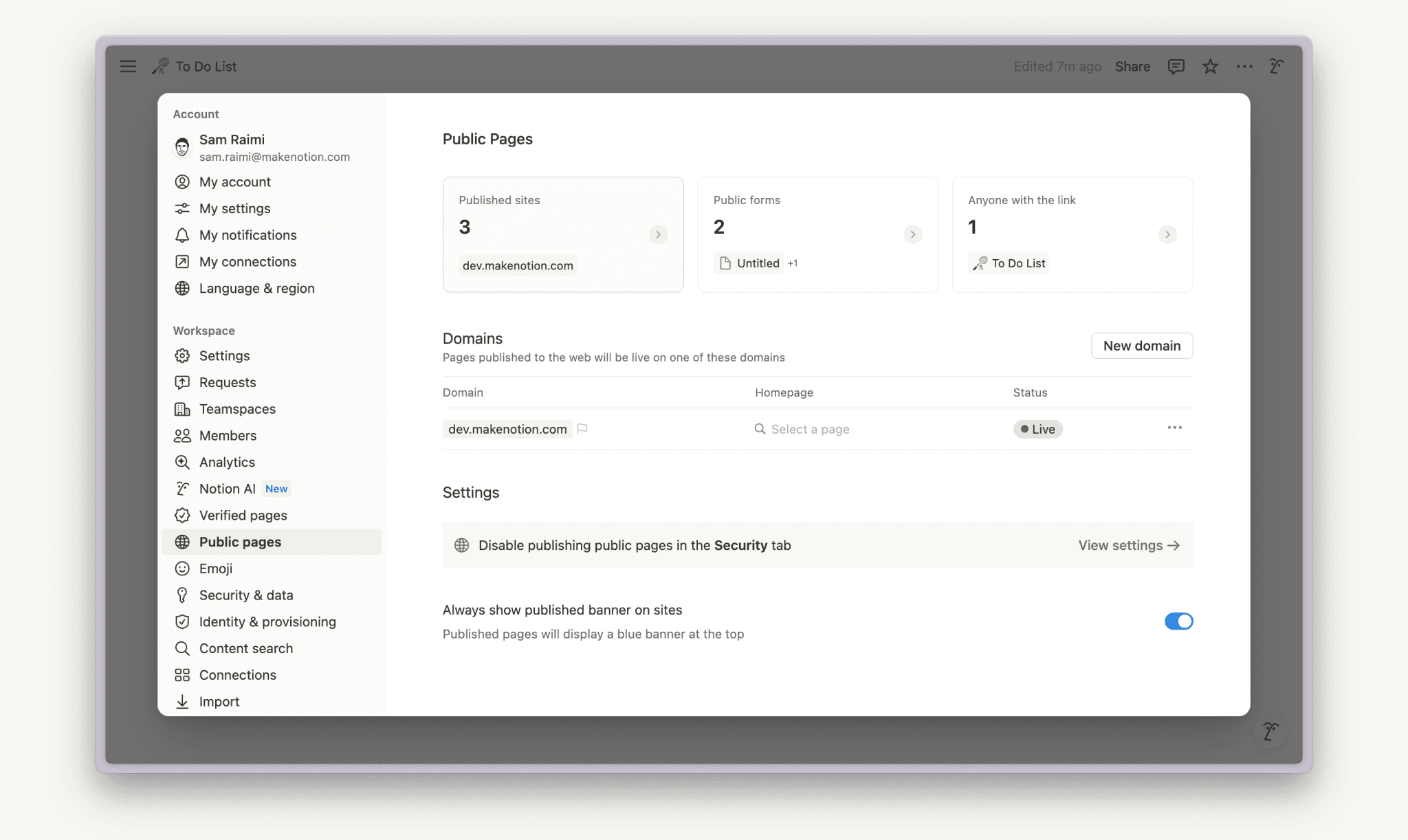 ca: gestionar sitios publicados con Notion Sites