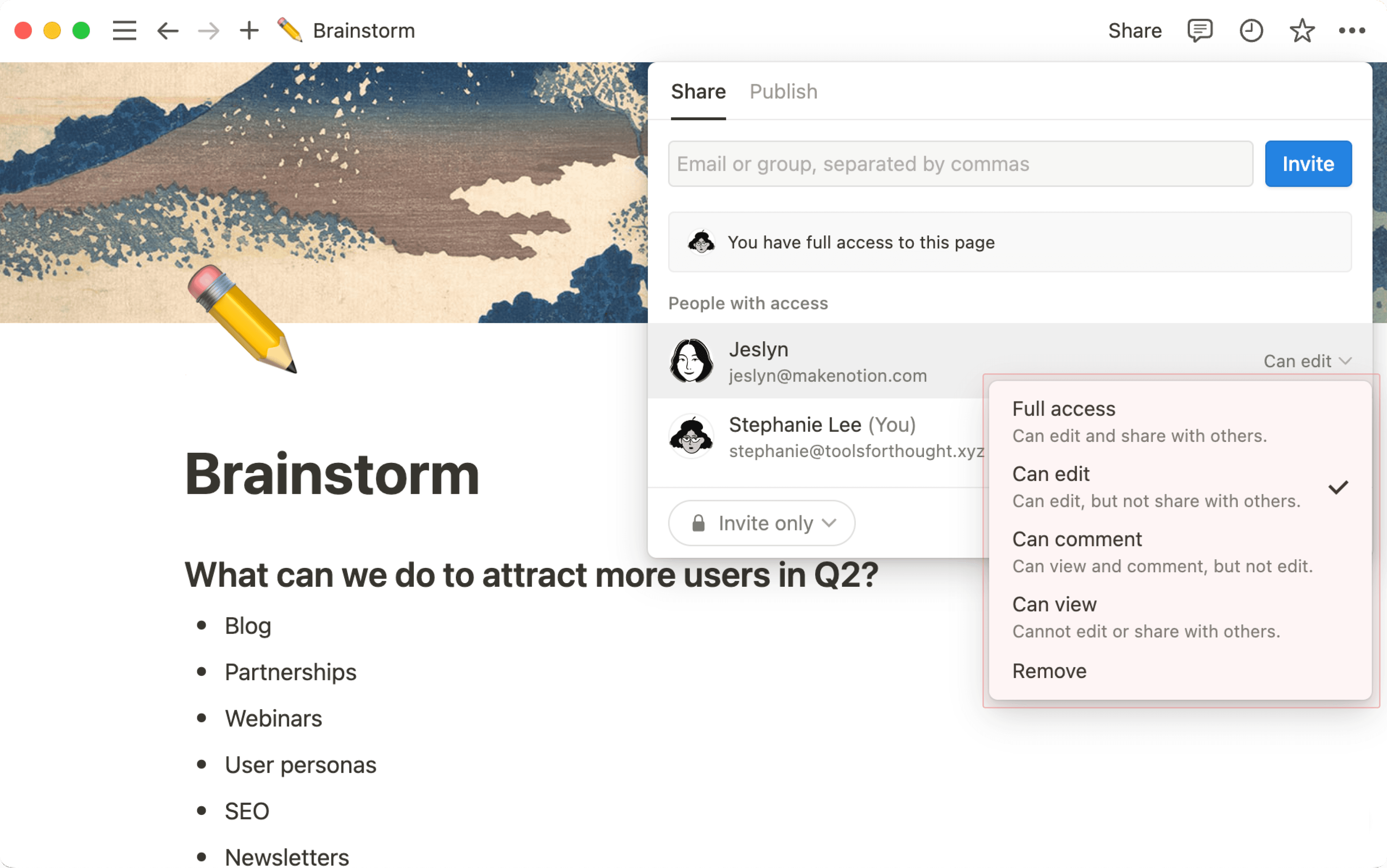 Uso compartido y permisos - Editar permisos