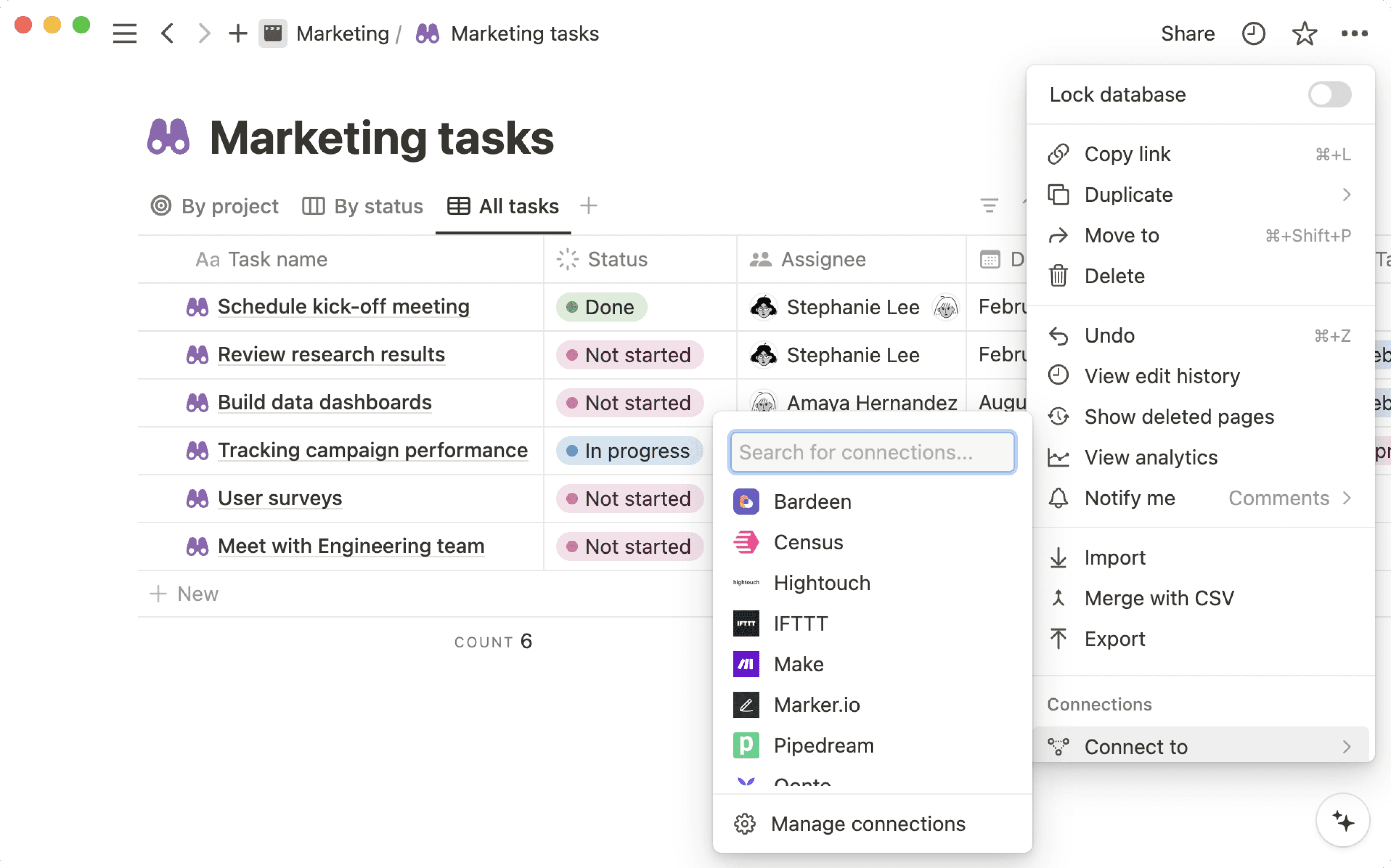 añadir menú de conexión
