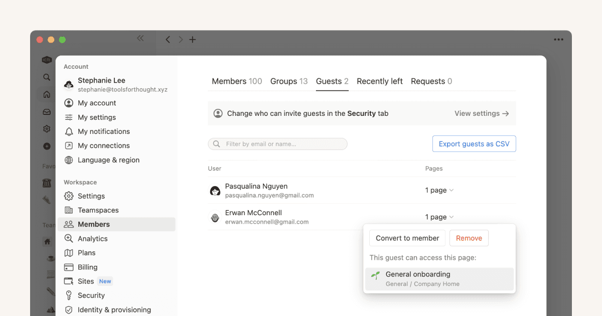 ¿Quién debería ser miembro del espacio de trabajo y quién debería ser invitado?