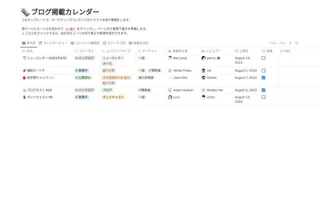 ブログ掲載カレンダー