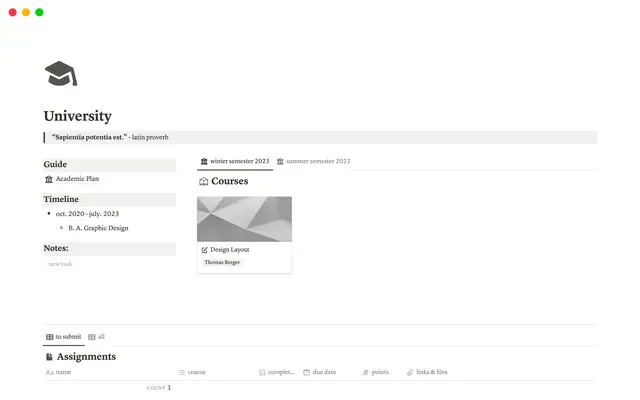 University Dashboard